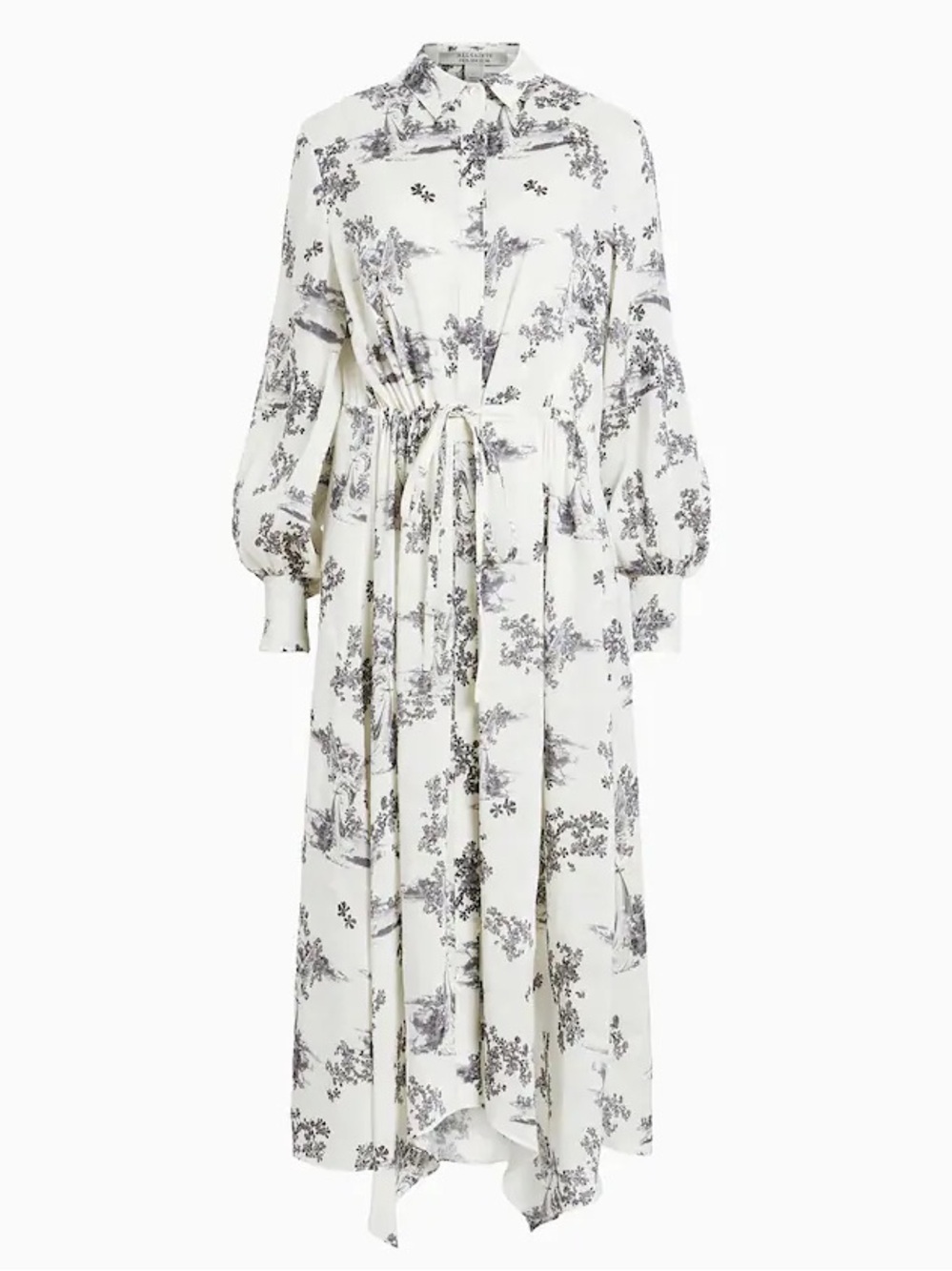 All Saints Skye Floral Asymmetric Hem Midi Dress - Picture 2 of 11
